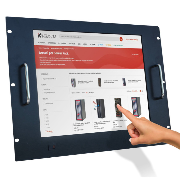 Monitor LCD 17'' Touch Screen per Rack 19'' 8 Unit&agrave; Nero