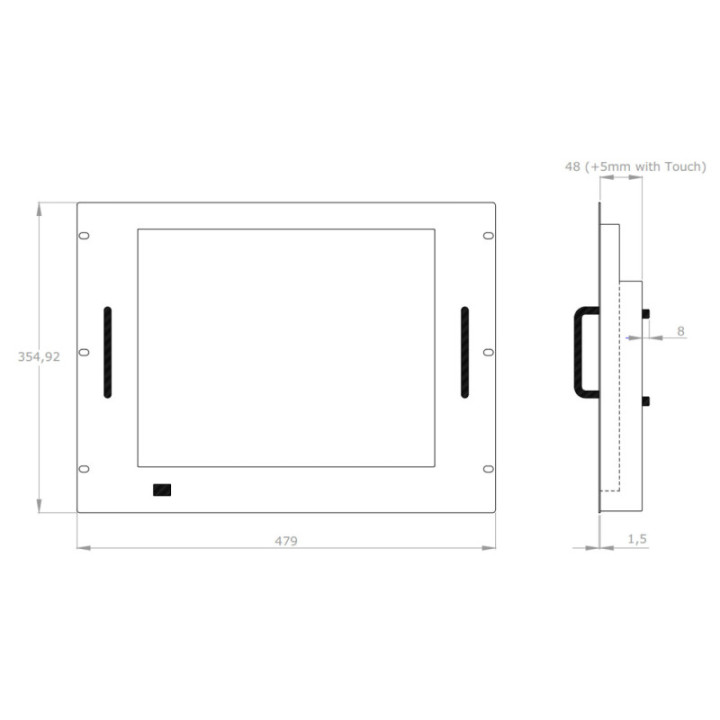 Monitor LCD 17'' Touch Screen per Rack 19'' 8 Unit&agrave; Nero